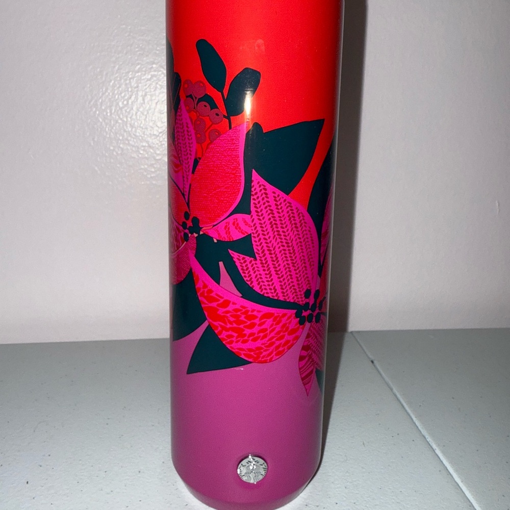 Starbucks Floral Red and Pink Tumbler